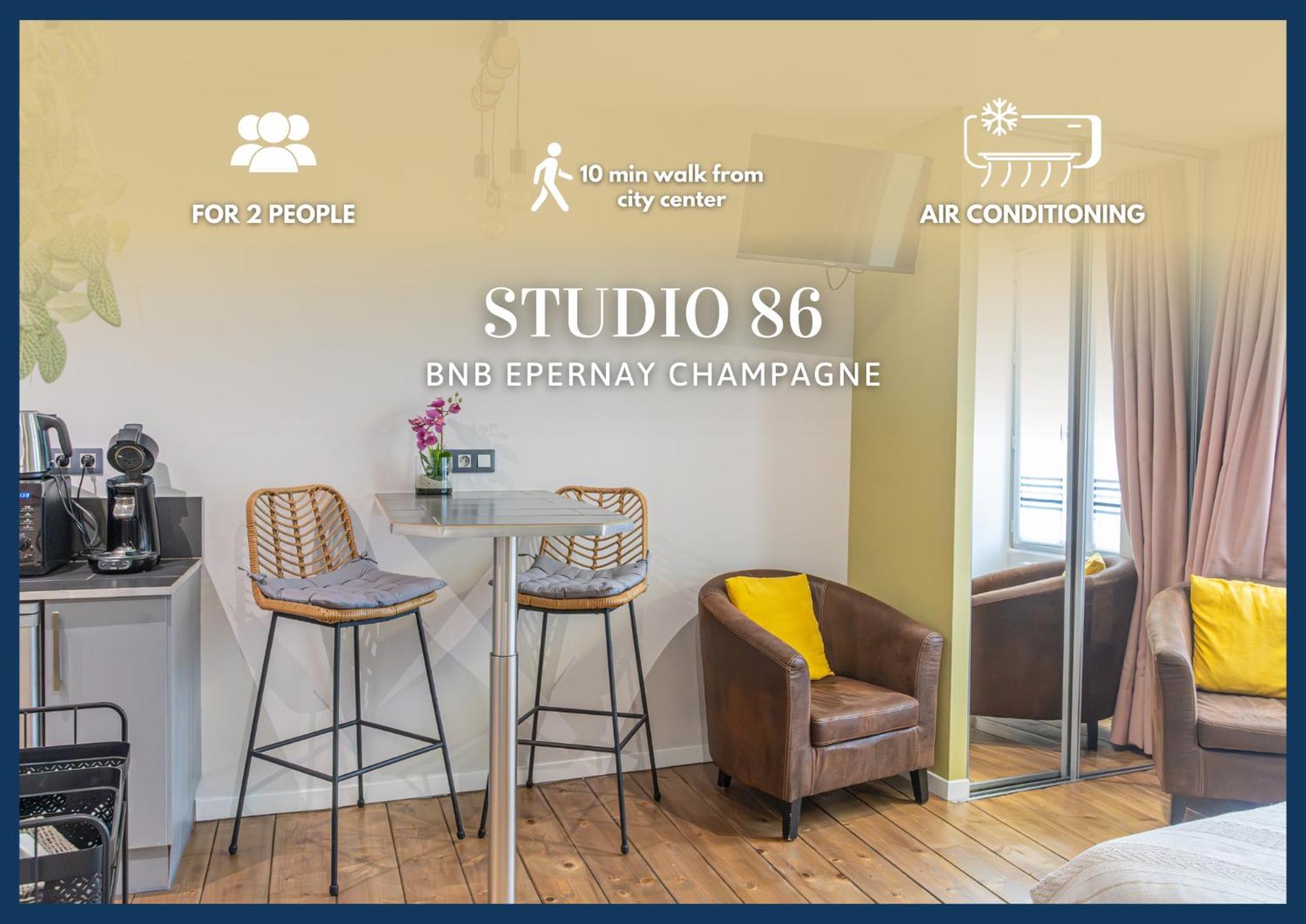 Studio 86 - Climatisation & Proche Centre-Ville- 2 Personnes - Bnb Epernay Ngoại thất bức ảnh